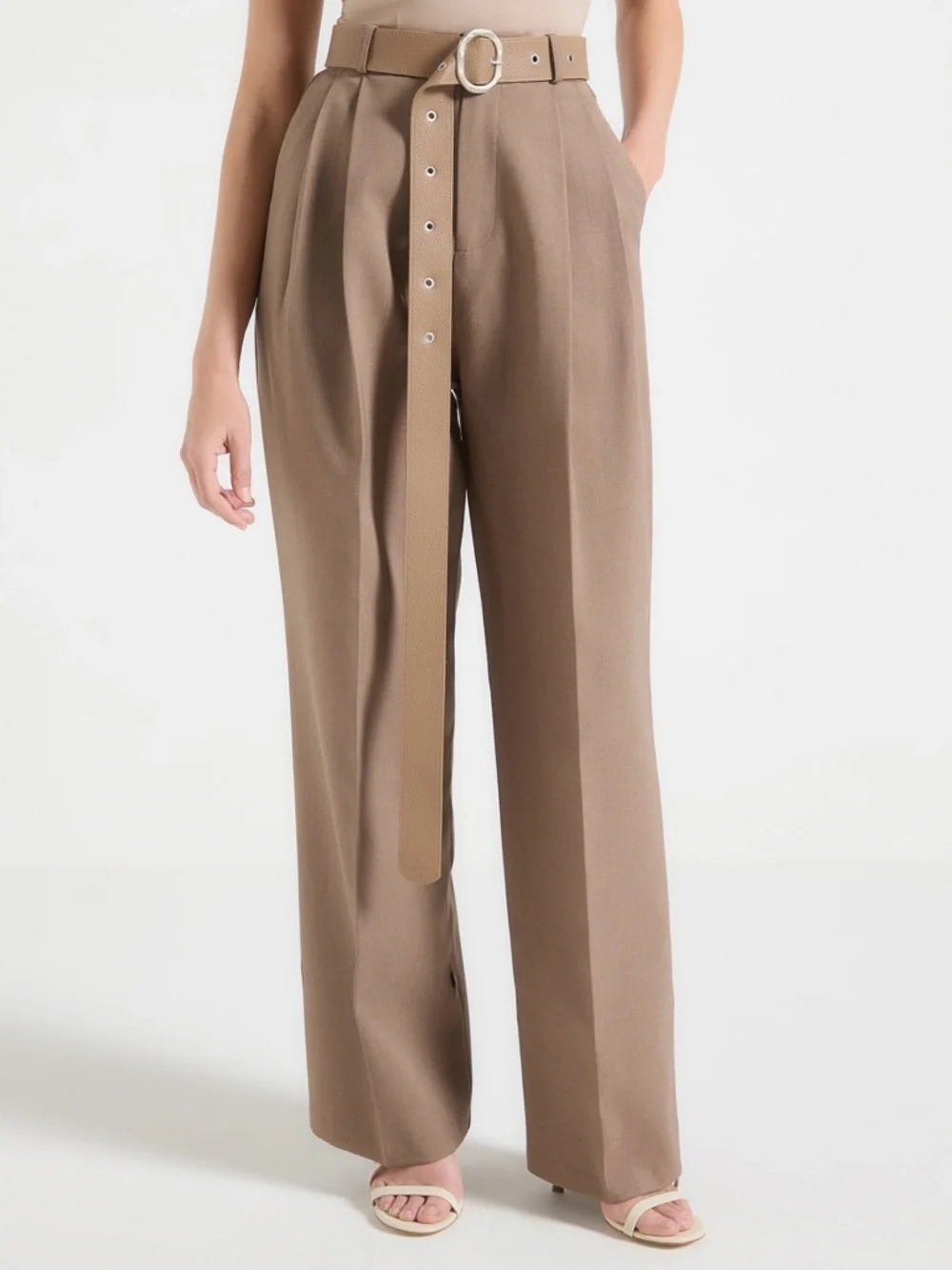 Maniere De Voir Suzanne tailored trouser with belt and ankle ties size 10 NWT - Picture 5 of 11